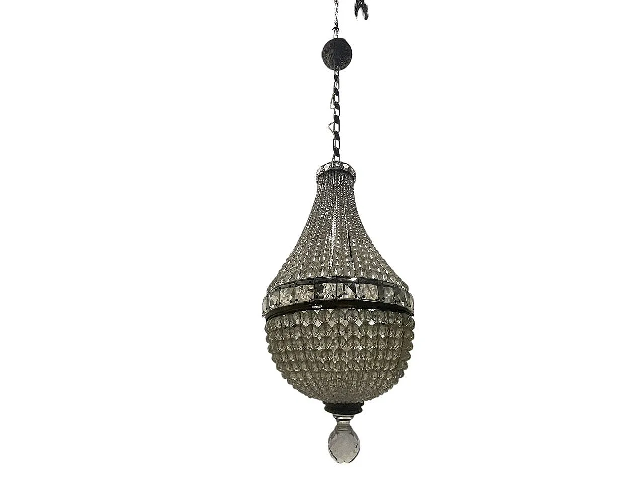 Crystal Beaded Basket Chandelier 1940’s 1