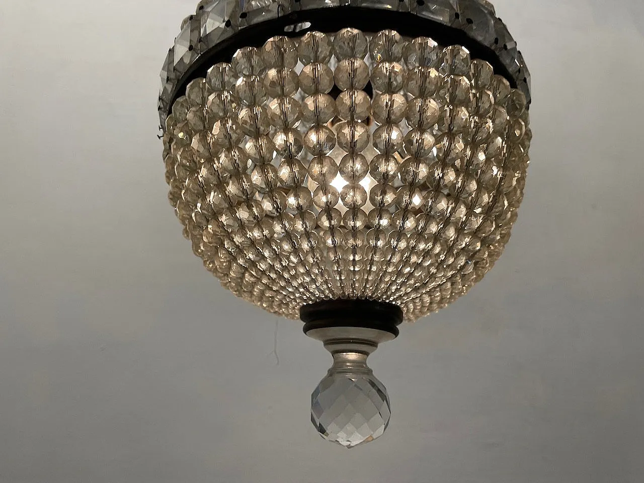 Crystal Beaded Basket Chandelier 1940’s 8