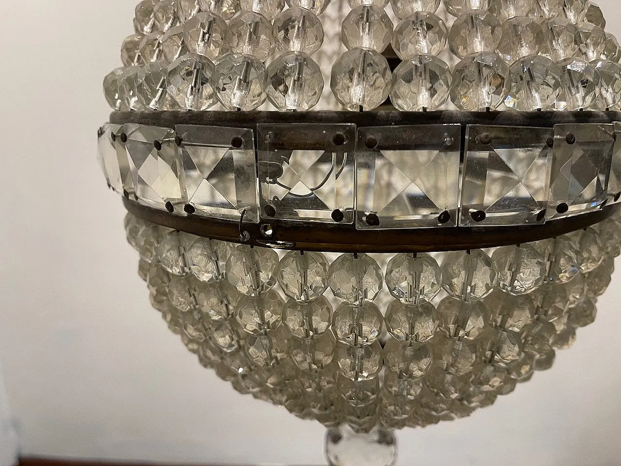 Crystal Beaded Basket Chandelier 1940’s 10