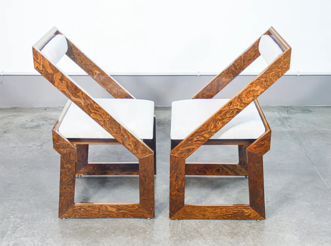 4 Wood and brass chairs by Poggioli, 1970s 3