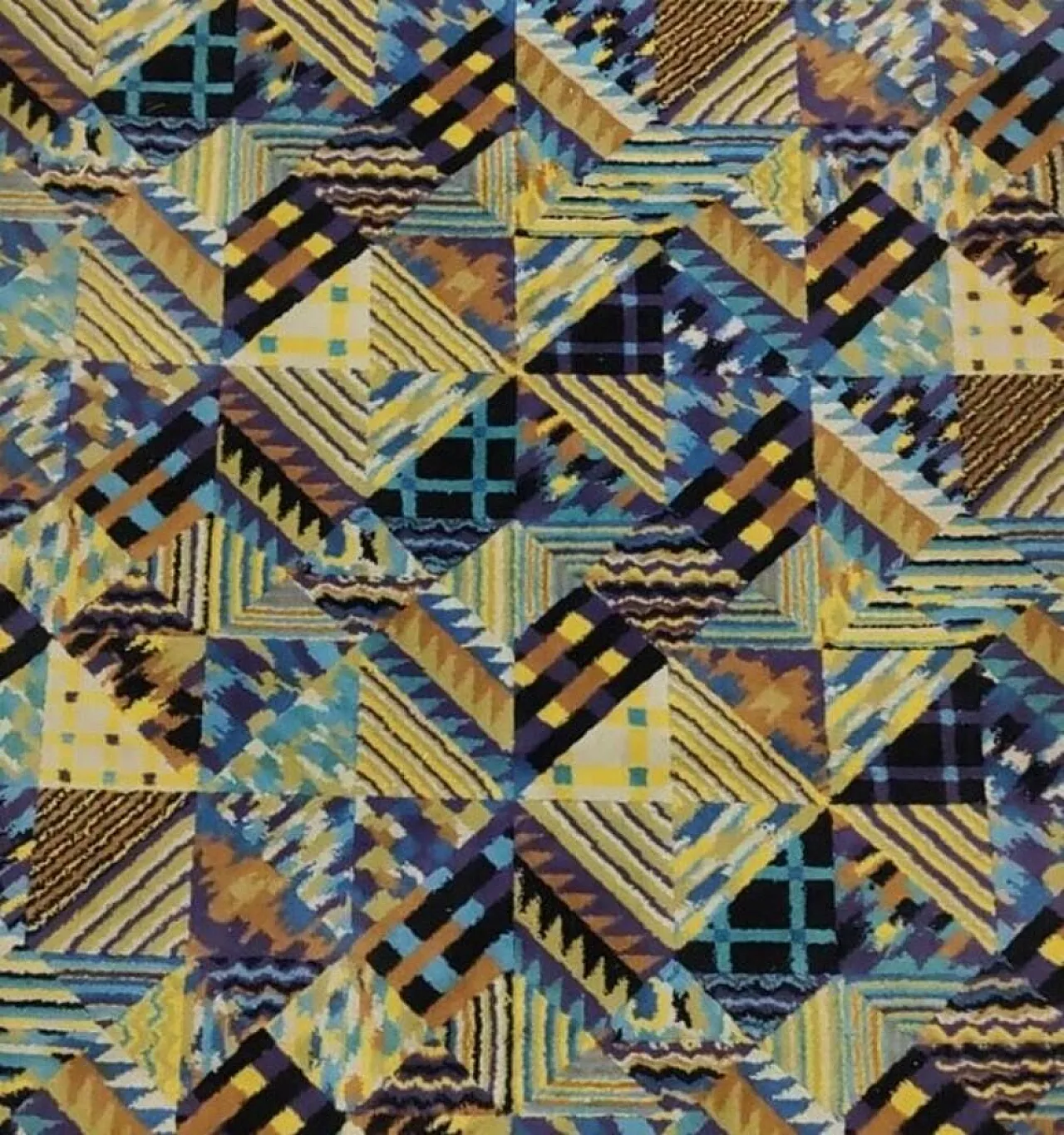 Tappeto blu Missoni in lana anni '80 11