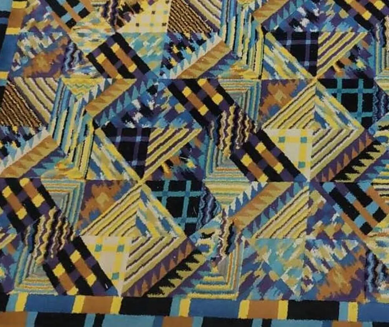 Tappeto blu Missoni in lana anni '80 12