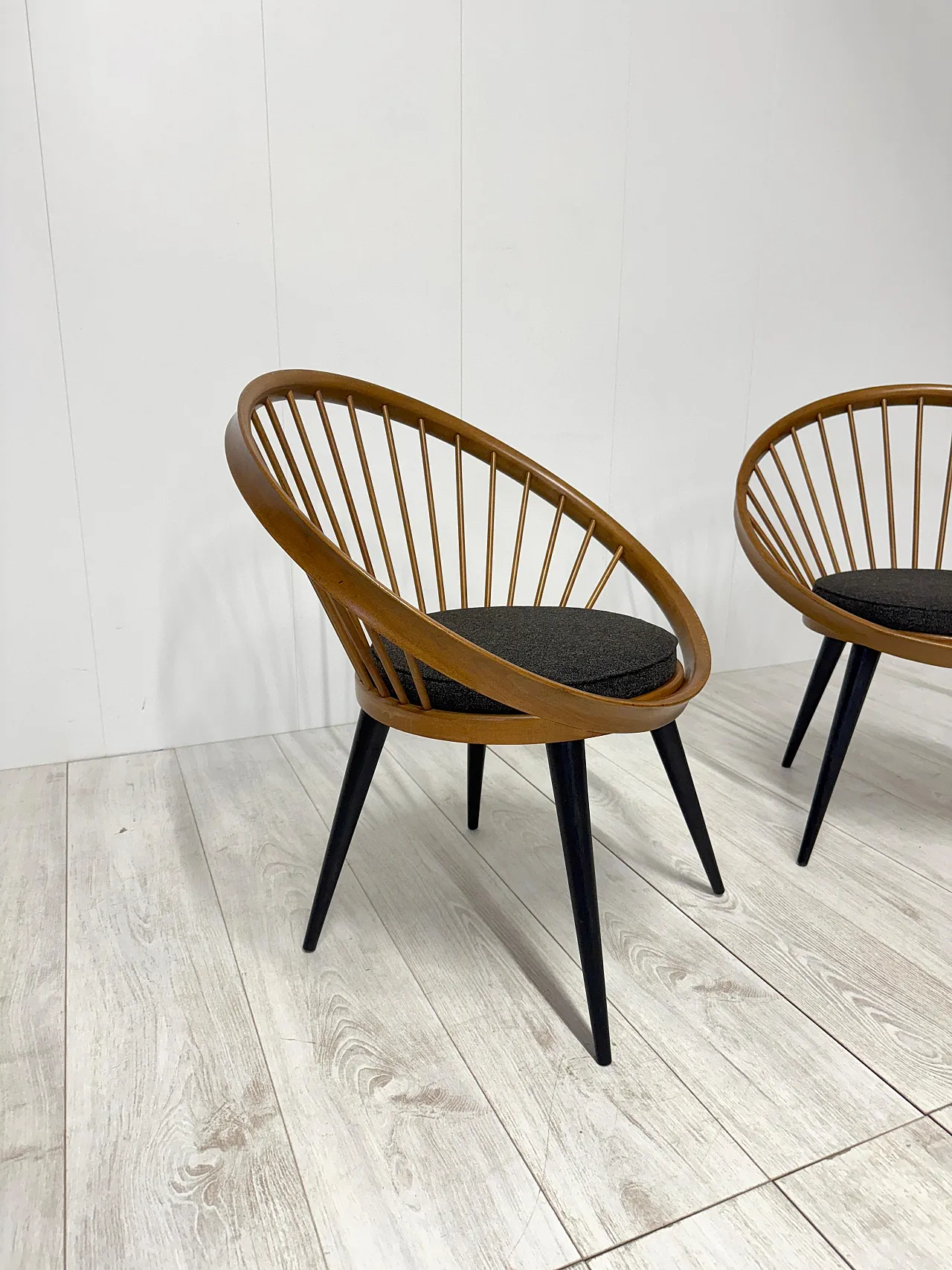 Pair of Circle Chairs by Yngve Ekstrom, 1950s 3