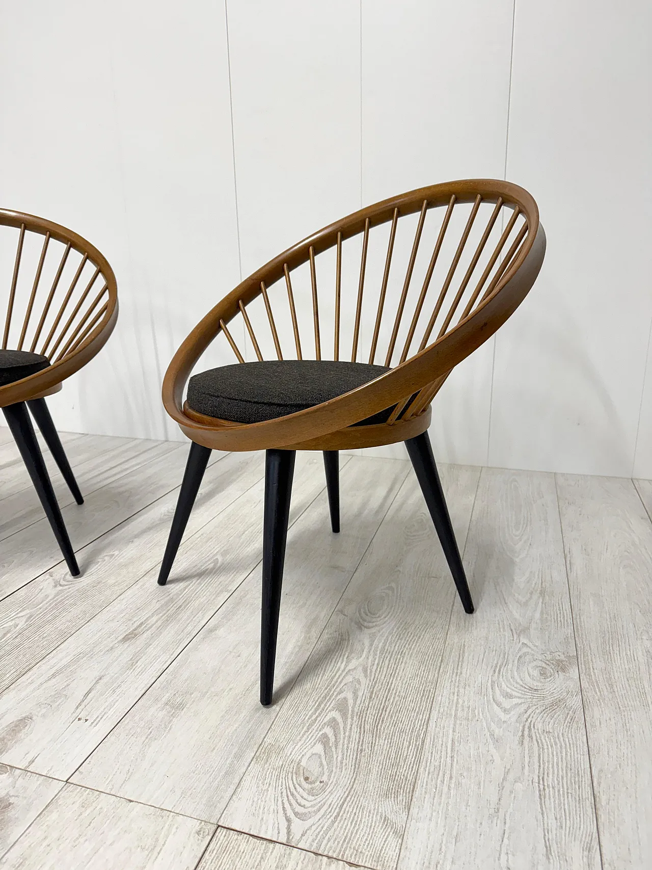 Pair of Circle Chairs by Yngve Ekstrom, 1950s 4