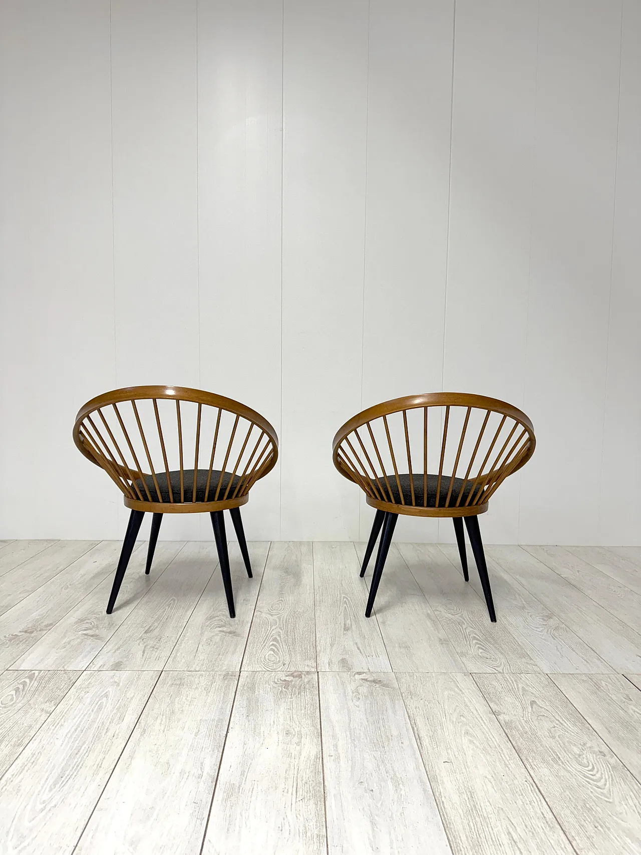 Pair of Circle Chairs by Yngve Ekstrom, 1950s 6