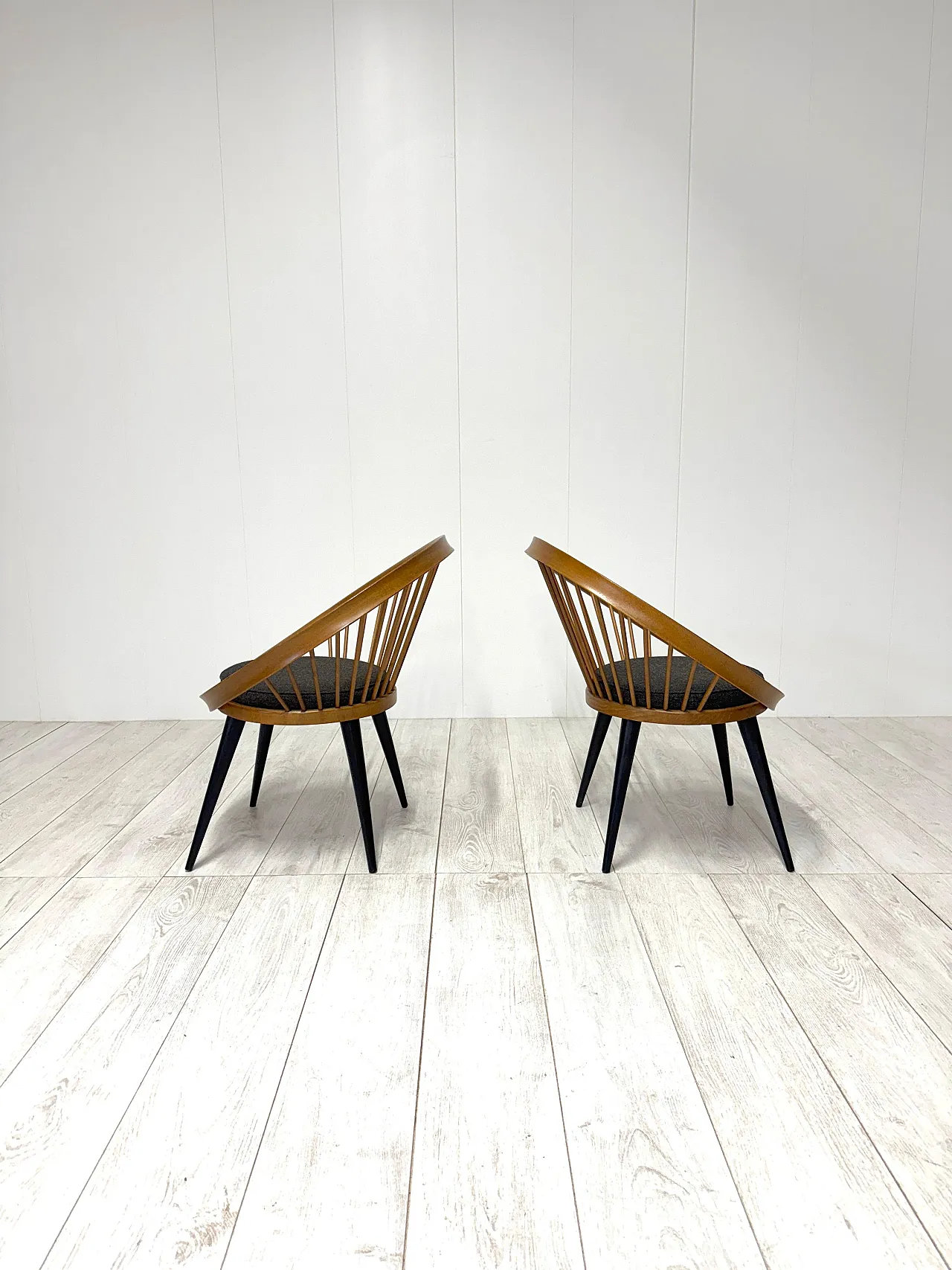 Pair of Circle Chairs by Yngve Ekstrom, 1950s 7