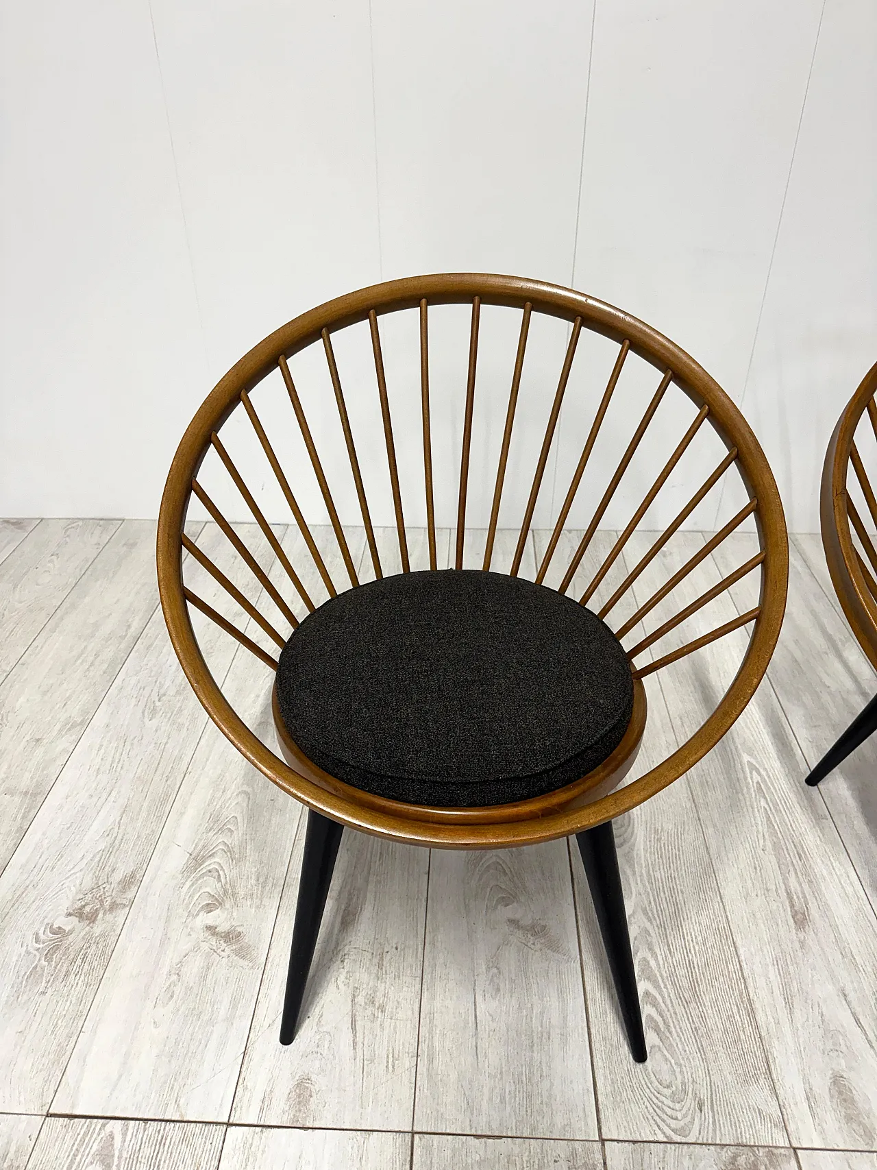 Pair of Circle Chairs by Yngve Ekstrom, 1950s 10