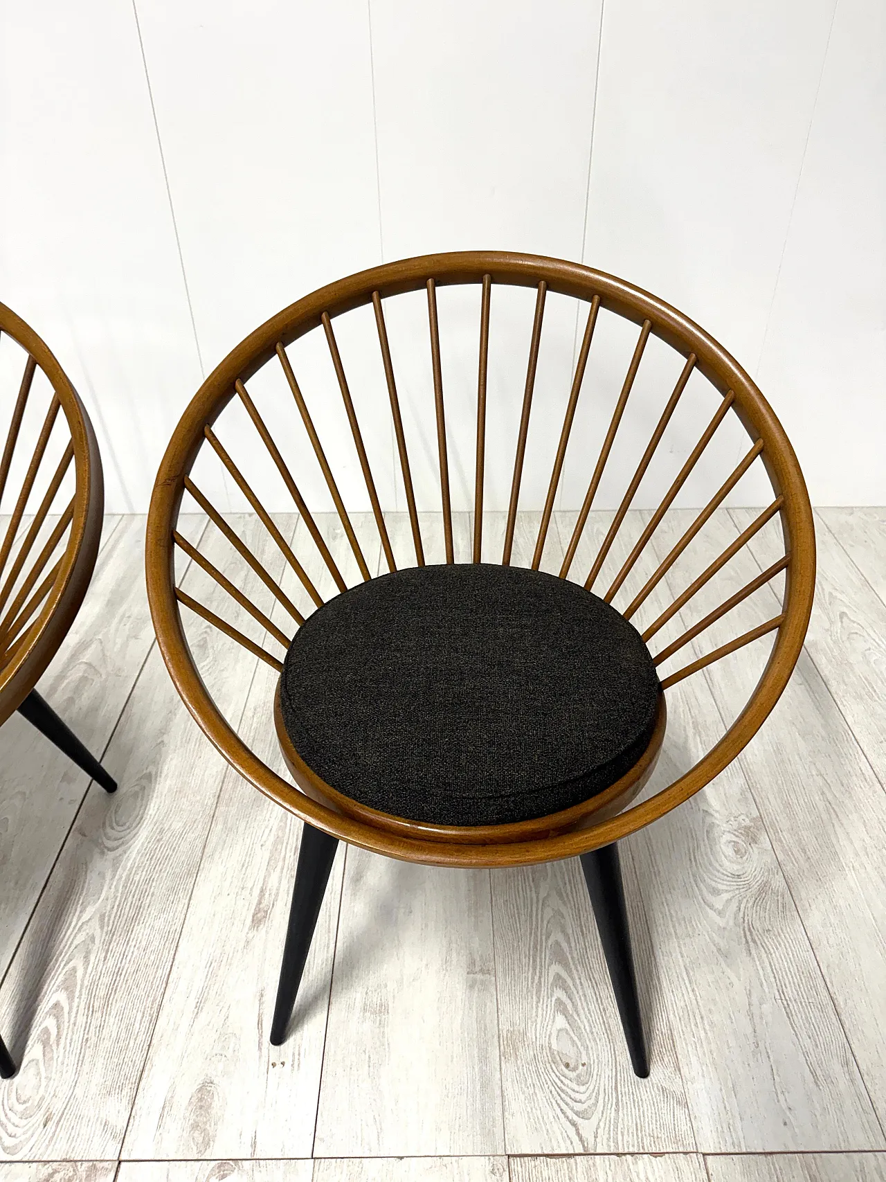 Pair of Circle Chairs by Yngve Ekstrom, 1950s 11