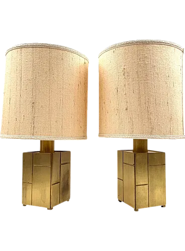 Pair of Louis table lamps in brass by L.Frigerio, 1970s