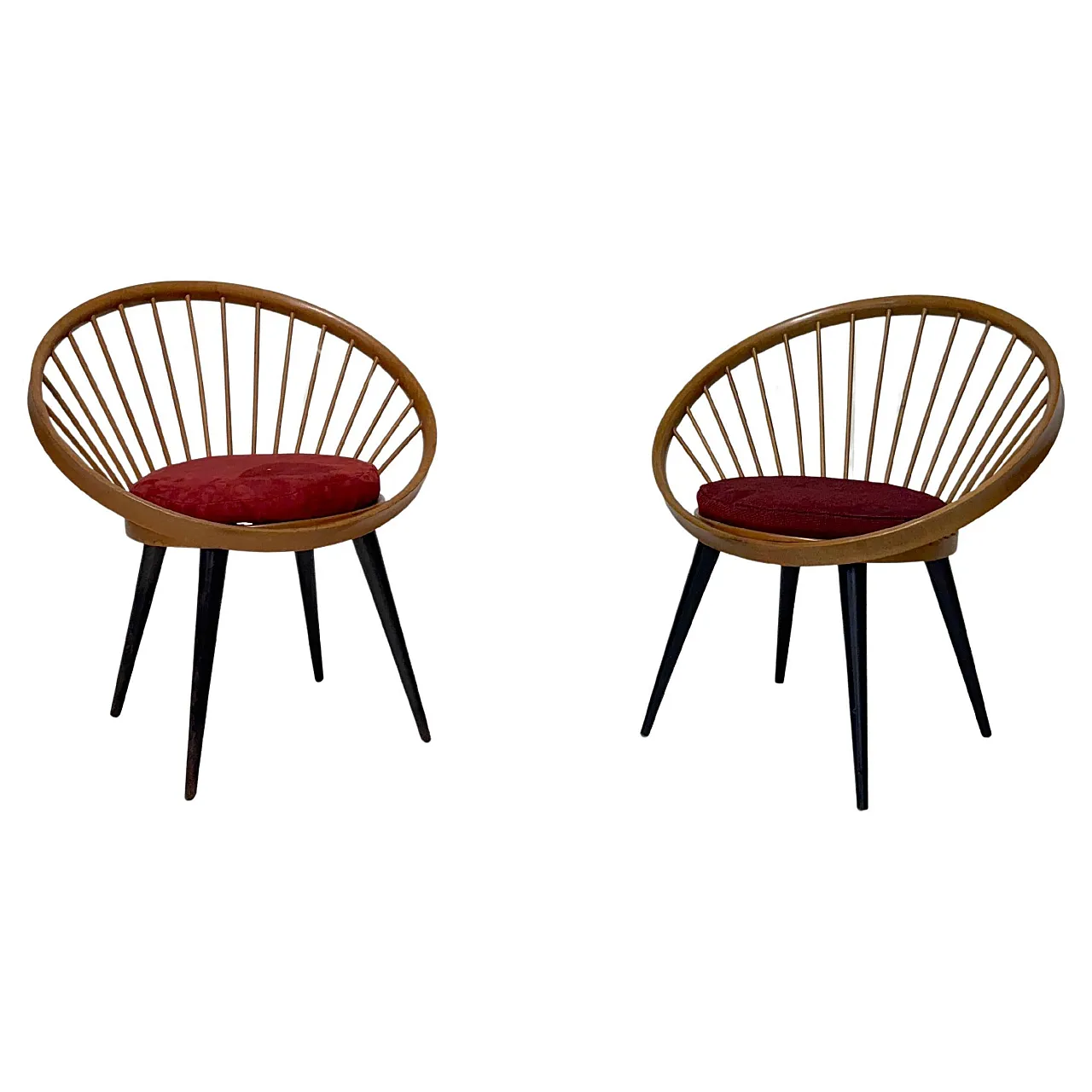 Pair of Circle Chairs by Yngve Ekstrom, 1950s 1