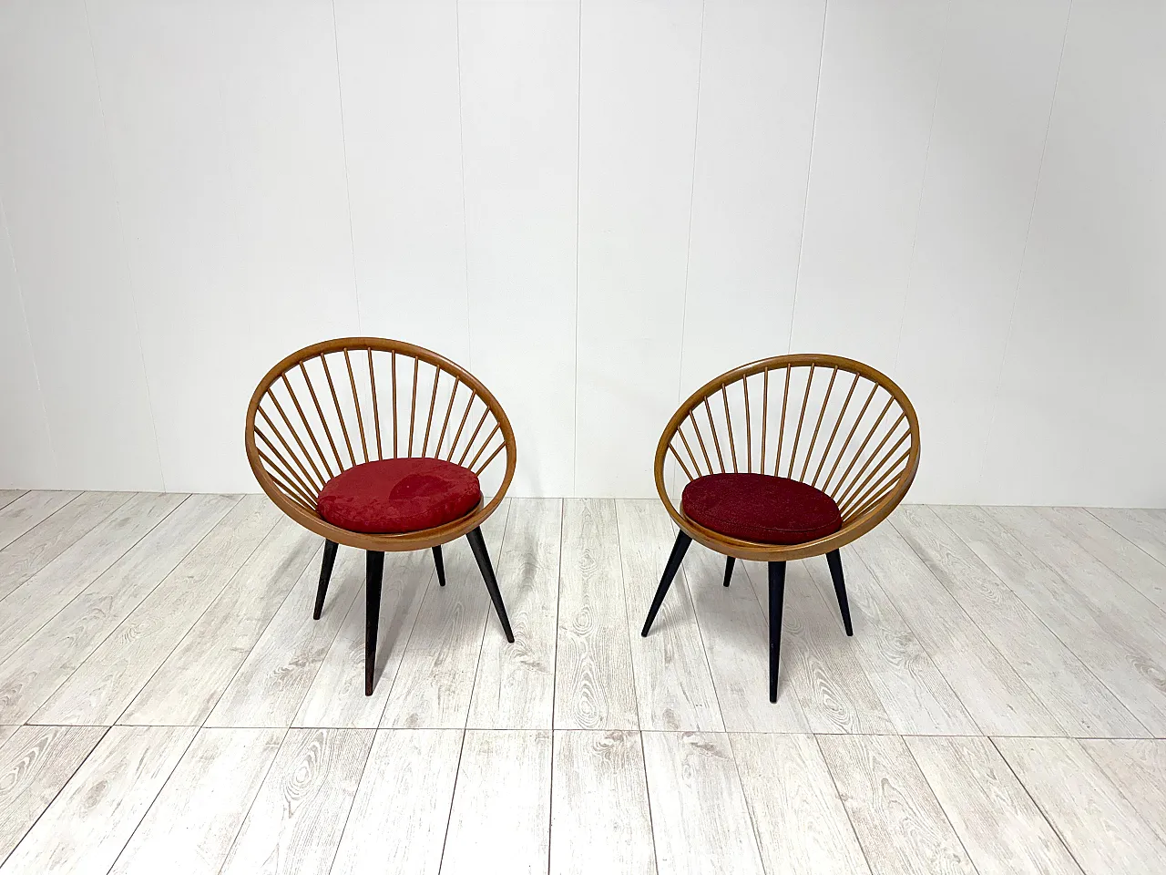 Pair of Circle Chairs by Yngve Ekstrom, 1950s 2