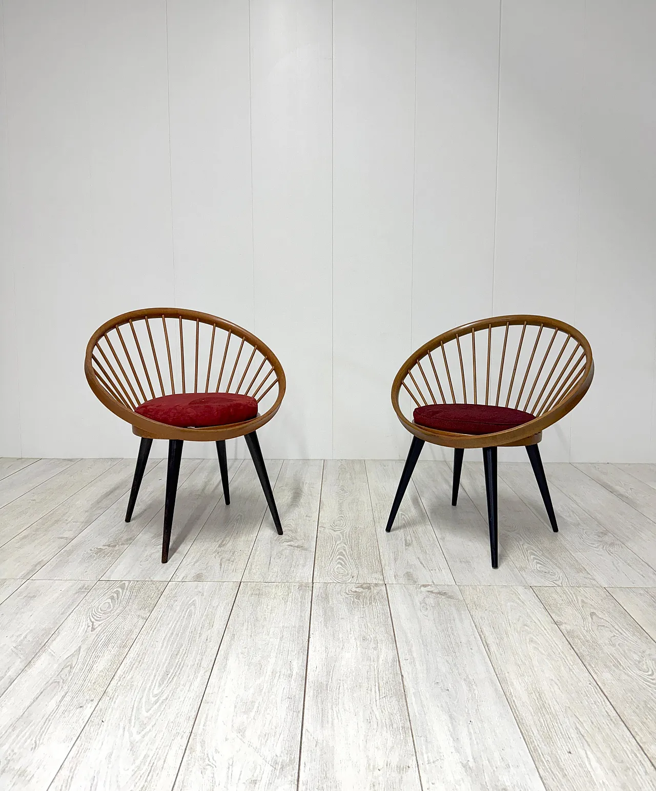 Pair of Circle Chairs by Yngve Ekstrom, 1950s 3