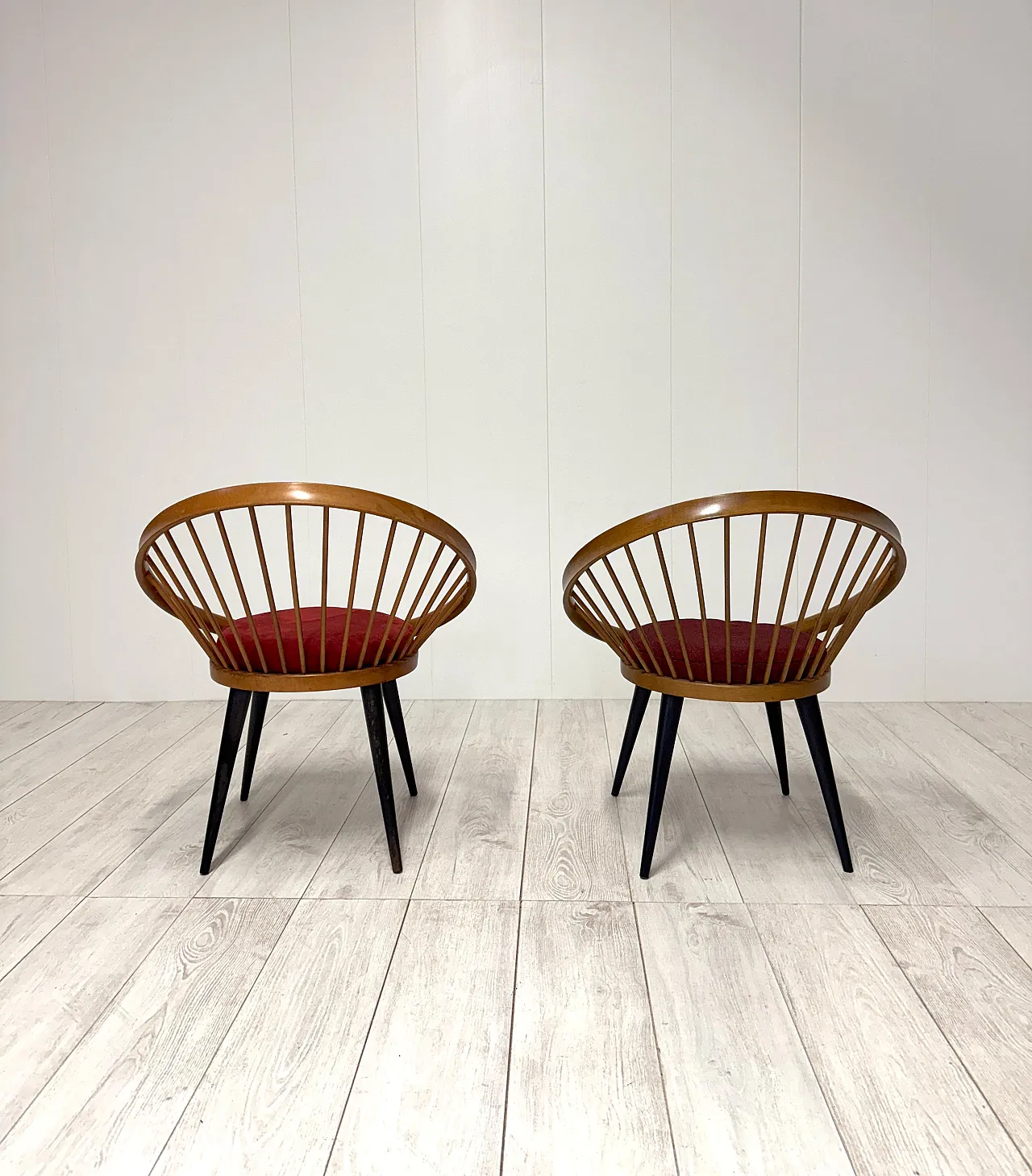 Pair of Circle Chairs by Yngve Ekstrom, 1950s 4