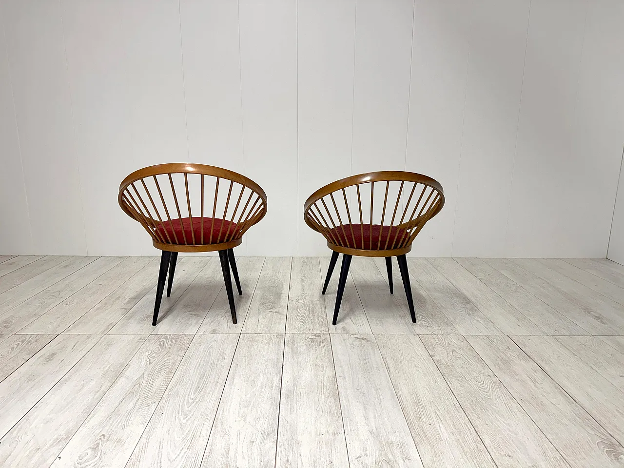 Pair of Circle Chairs by Yngve Ekstrom, 1950s 5