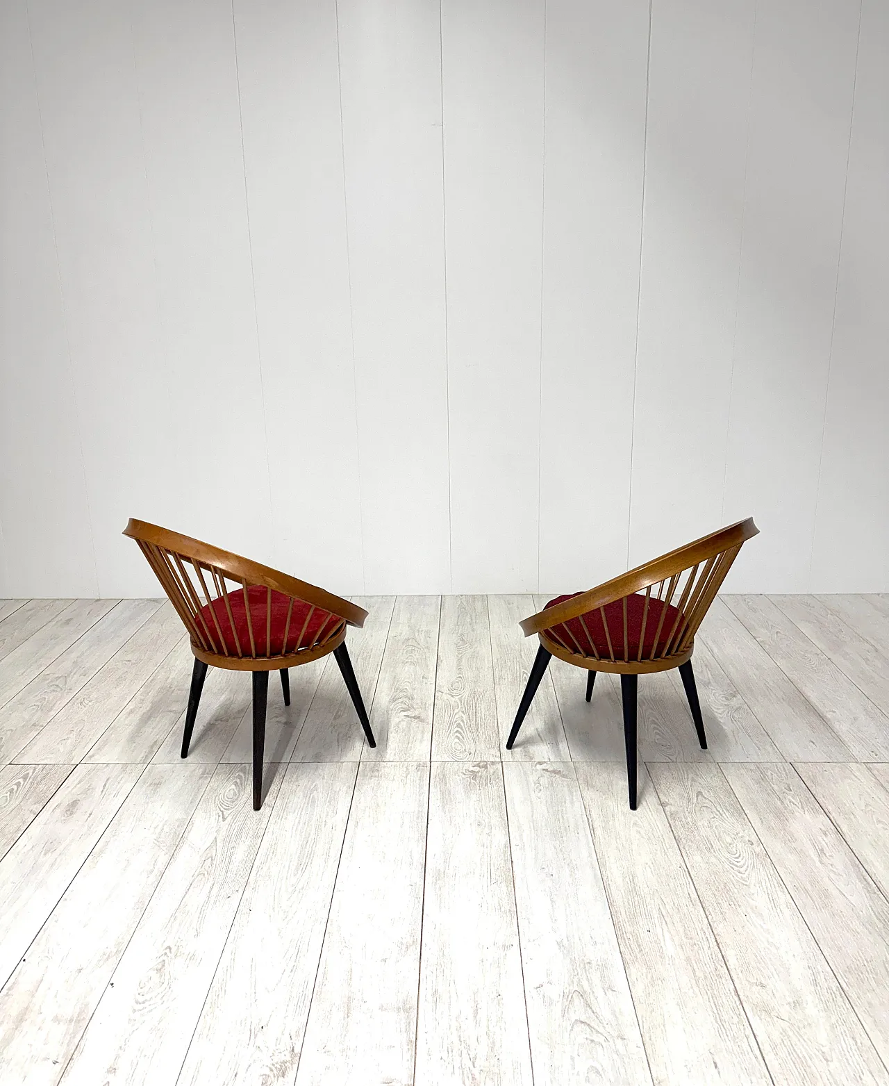 Pair of Circle Chairs by Yngve Ekstrom, 1950s 6