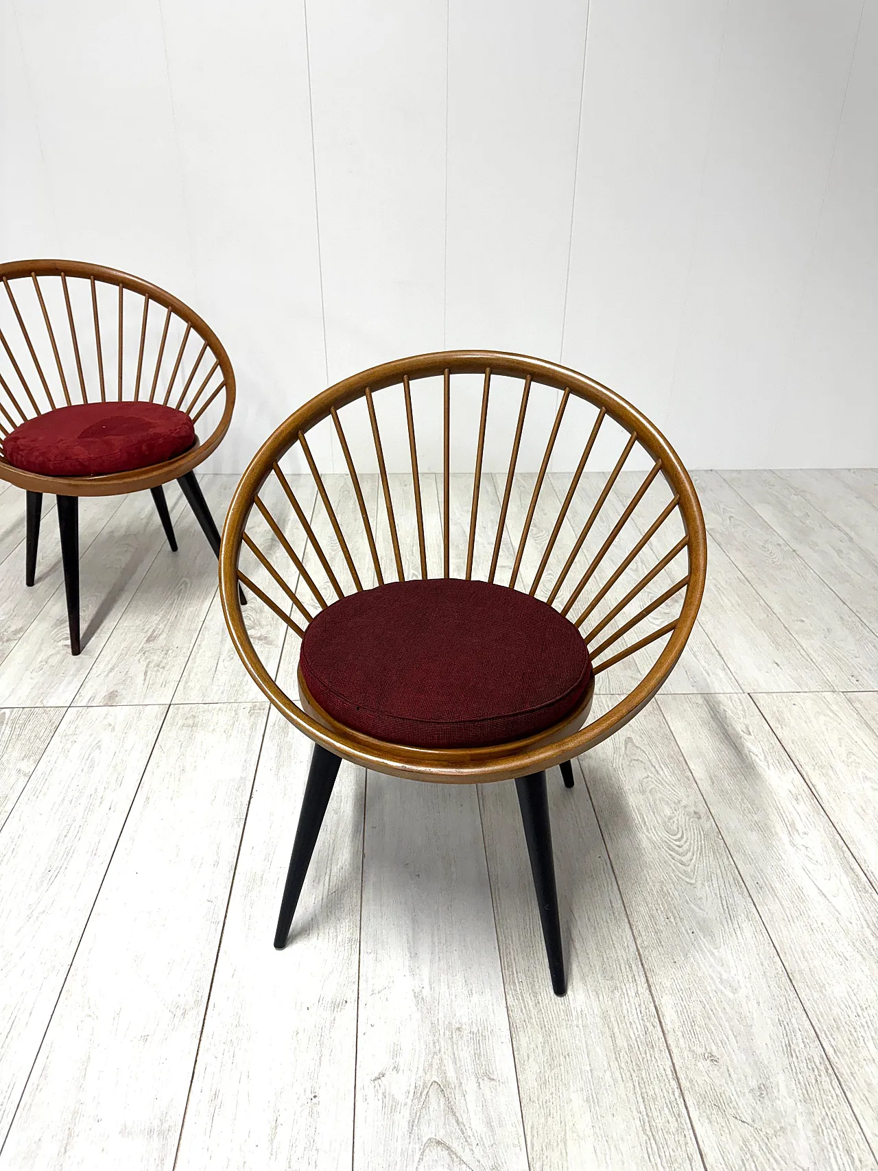 Pair of Circle Chairs by Yngve Ekstrom, 1950s 7