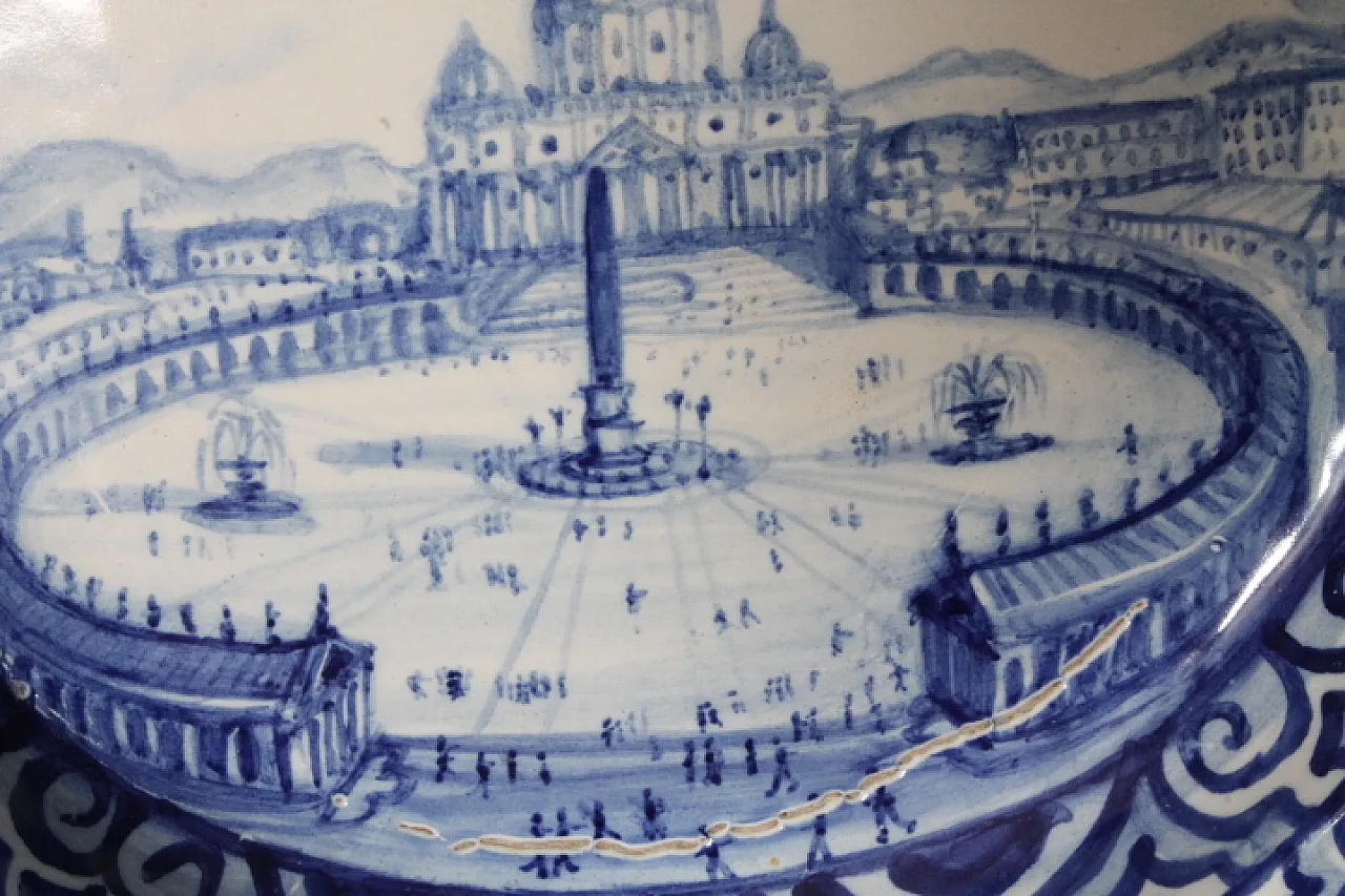 Grande piatto maiolica raffigurante Roma, 1915 4