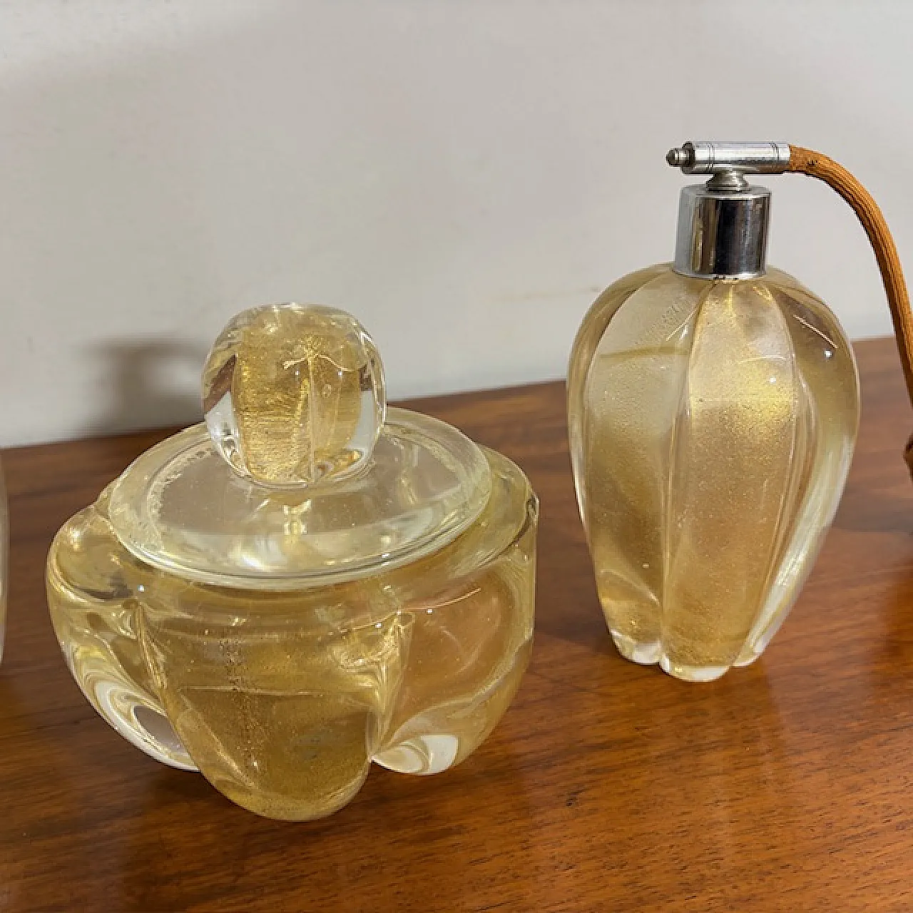 Murano glass perfume set Art Deco with gold dust, 40s 2