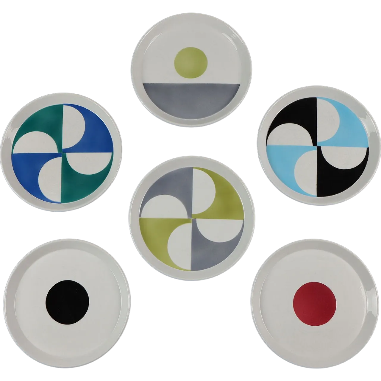 Fantasia Italiana 6 piatti di Gio Ponti per Ceramiche F. Pozzi, anni60 2