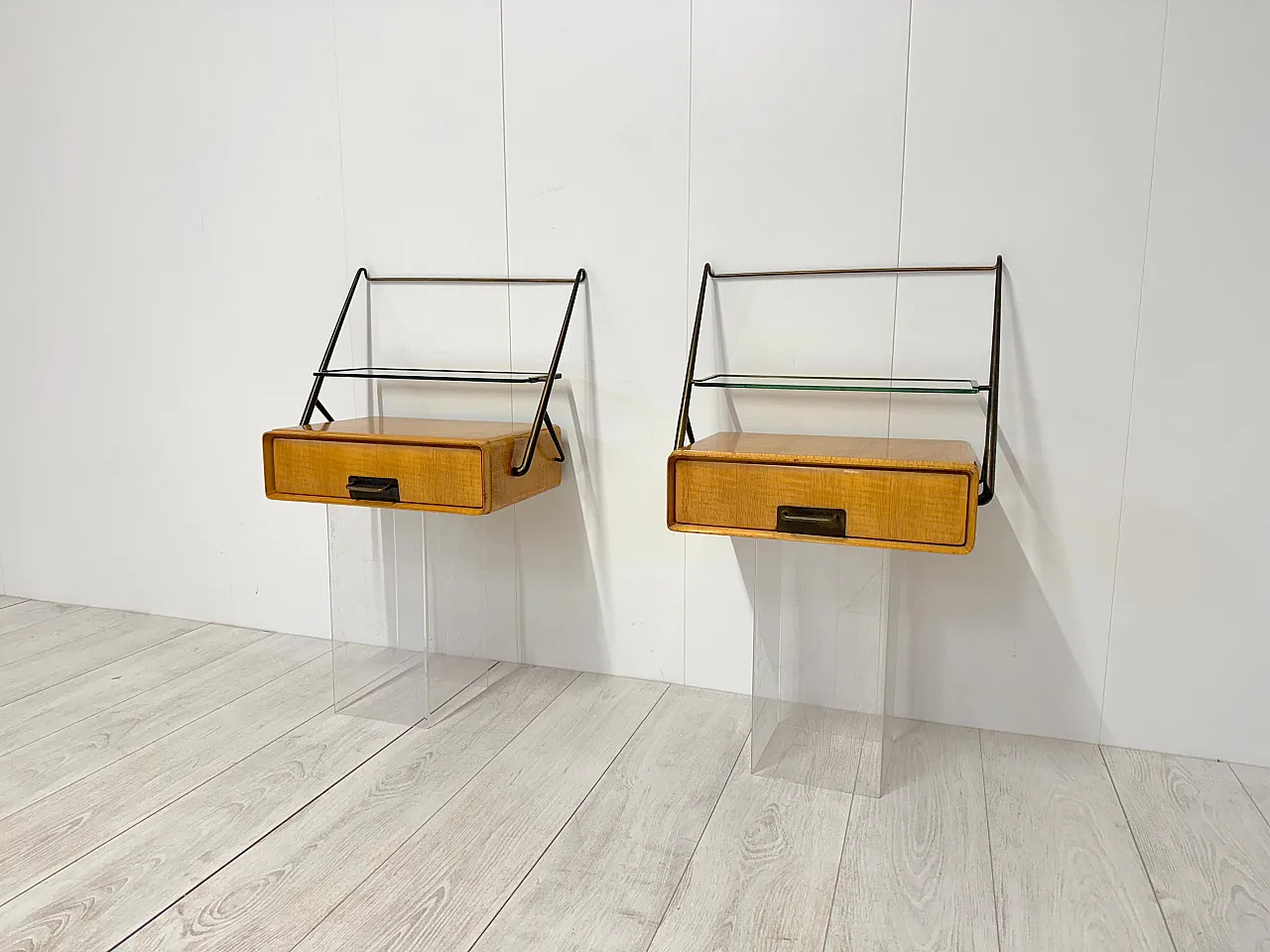 Pair of hanging nightstands by Silvio Cavatorta, 1950s 5