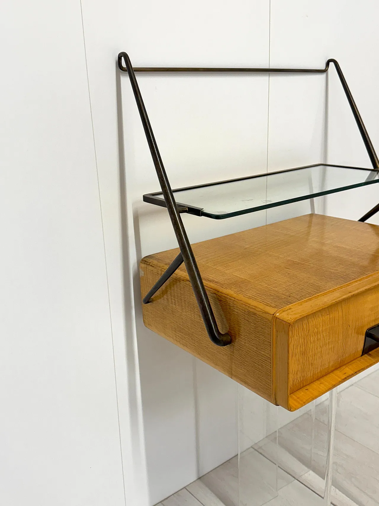 Pair of hanging nightstands by Silvio Cavatorta, 1950s 13