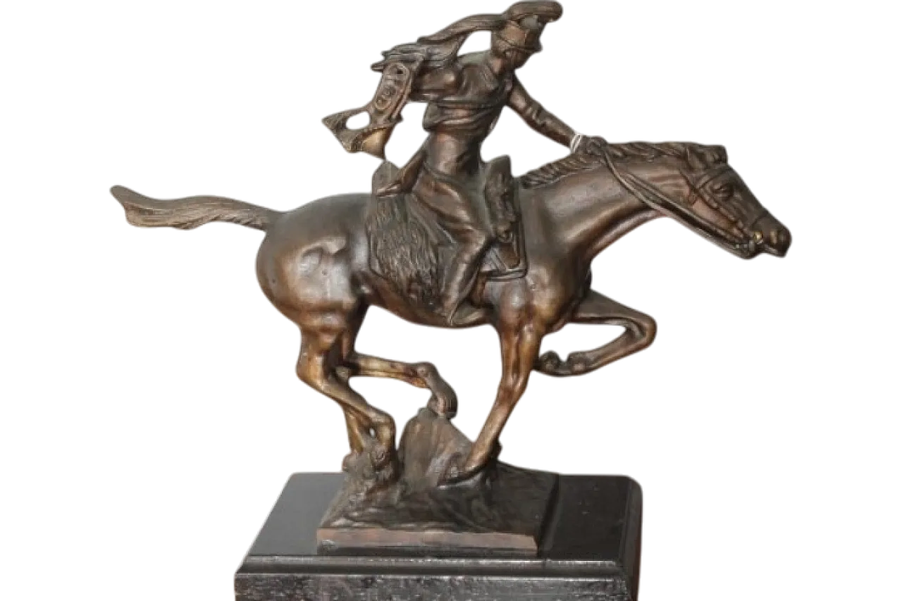 Bronze with Italian soldier on horseback,  late 19th century 19