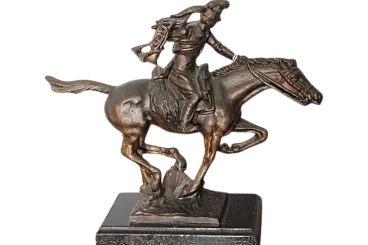 Bronze with Italian soldier on horseback,  late 19th century