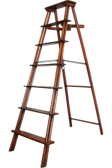 Antique library ladder restored, 19th century