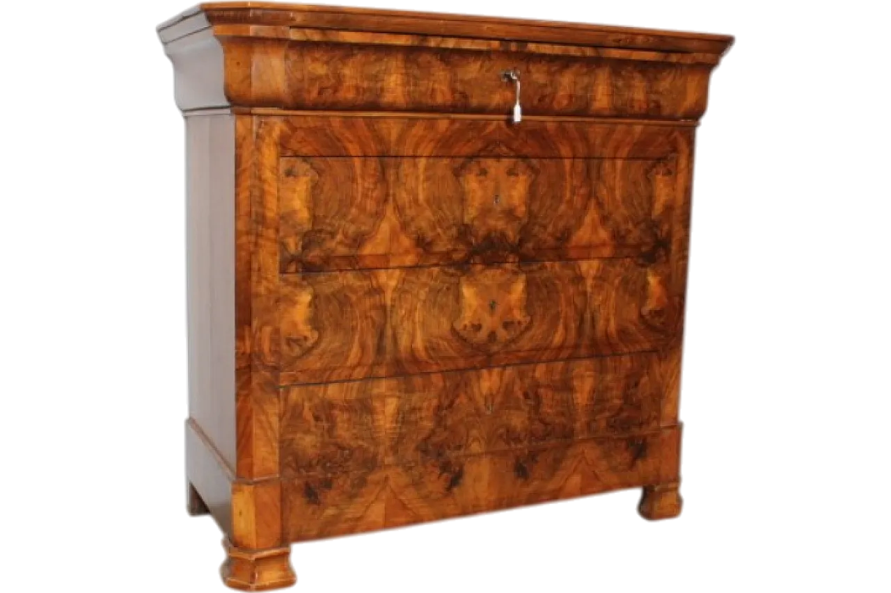 Cappuccino Louis Philippe chest of drawers in walnut, 1860s 21