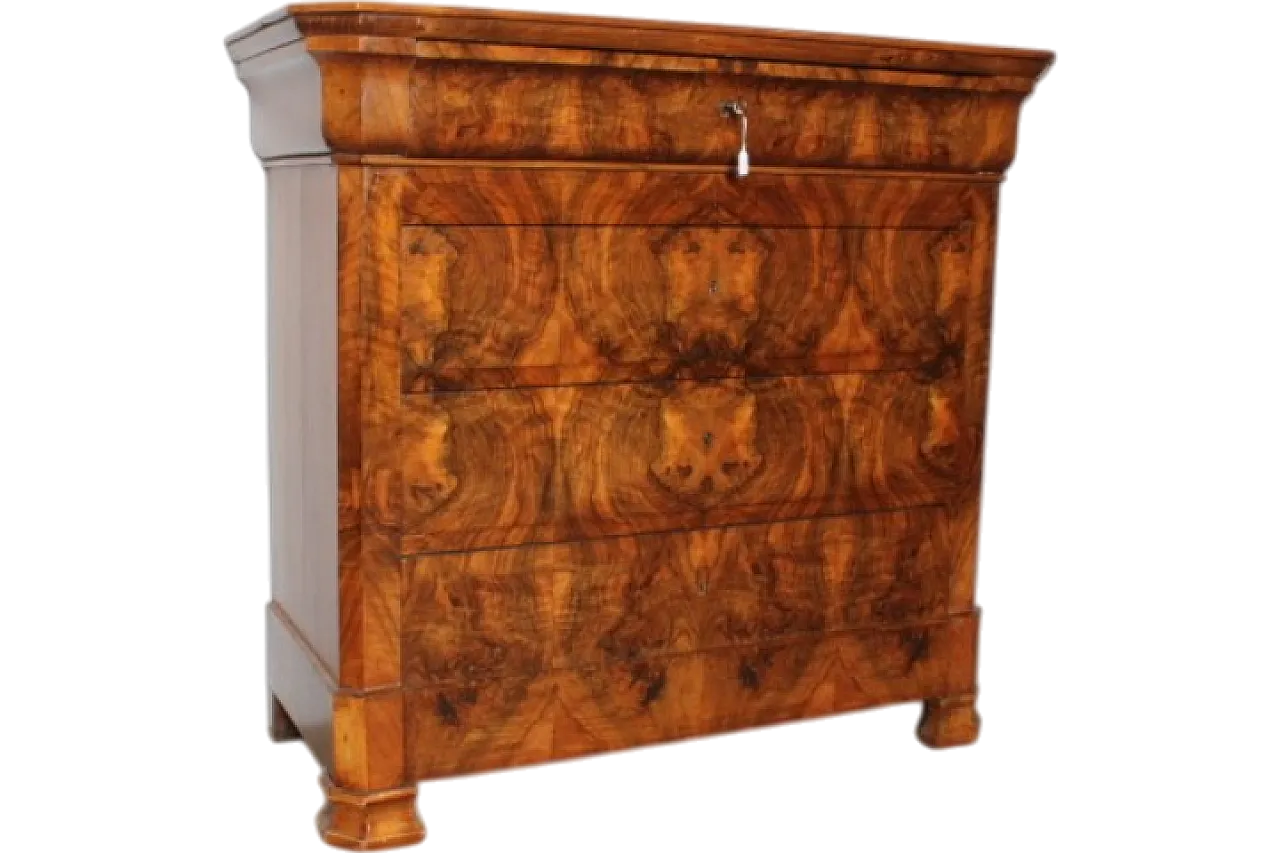 Cappuccino Louis Philippe chest of drawers in walnut, 1860s 22