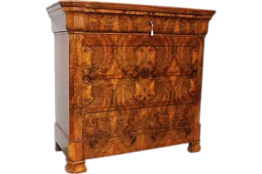 Cappuccino Louis Philippe chest of drawers in walnut, 1860s