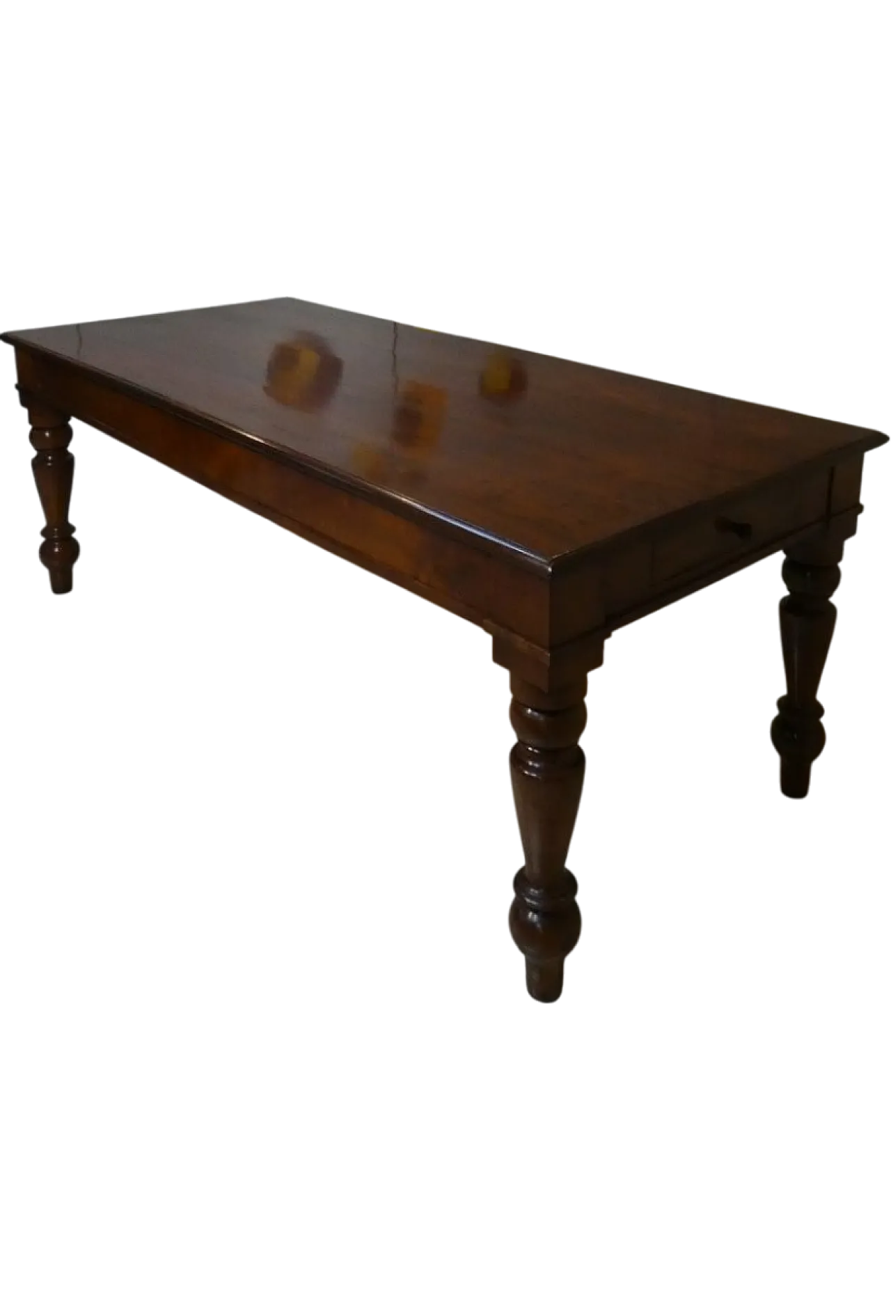 Large Antique Louis Philippe Style Dining Table in Walnut and Chestnut, Italy, 20th Century 20