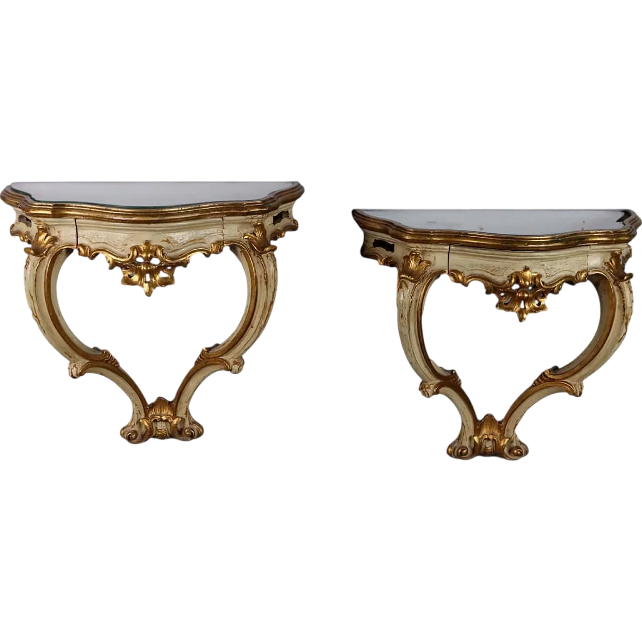 Pair of Rococo style consoles, 20th century 10