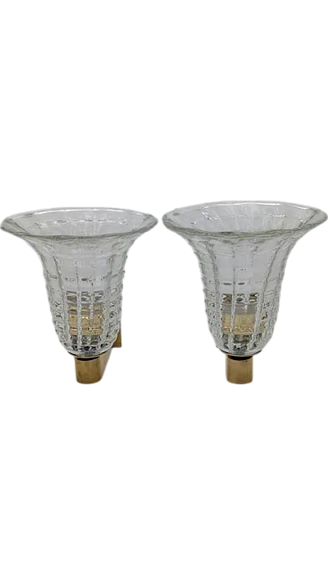 Pair of wall lamps attributed to Barovier, 1950s