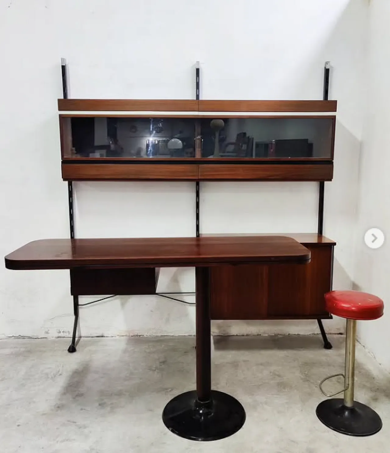 Mobile bar con sgabello di Ico Parisi per Mim, anni '60 1