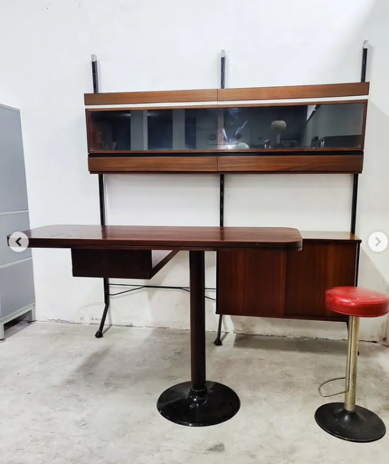 Mobile bar con sgabello di Ico Parisi per Mim, anni '60 2