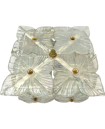 Applique con fiori in vetro di Murano di Seguso A.V., anni '60