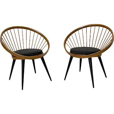 Pair of Circle Chairs by Yngve Ekstrom, 1950s