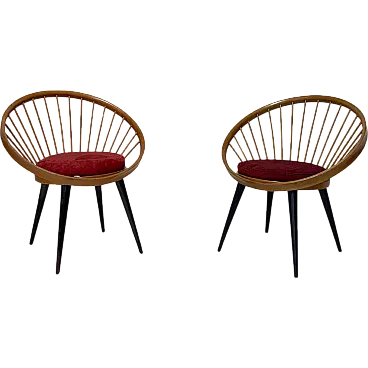 Pair of Circle Chairs by Yngve Ekstrom, 1950s