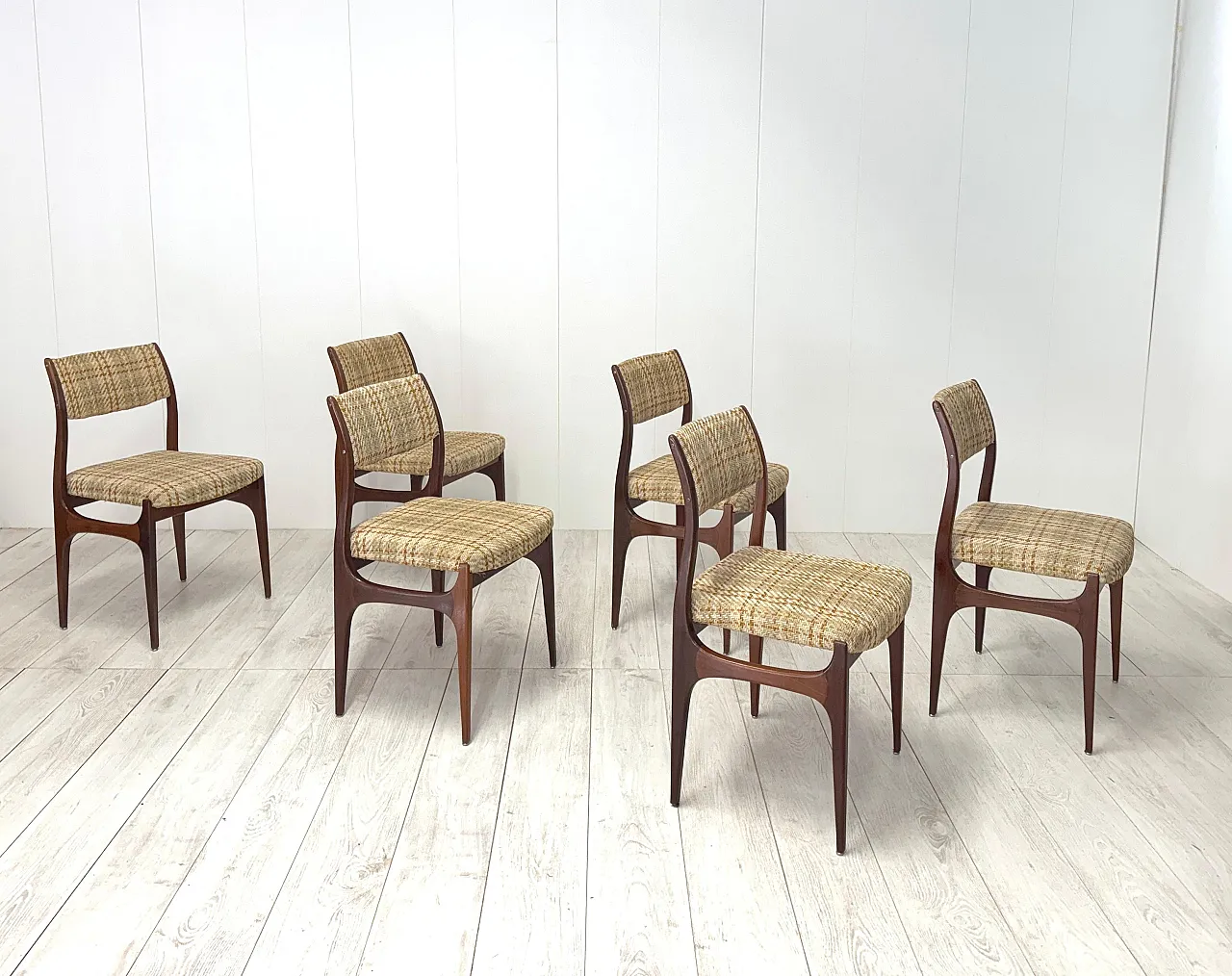 6 Wooden chairs, 1960s 4