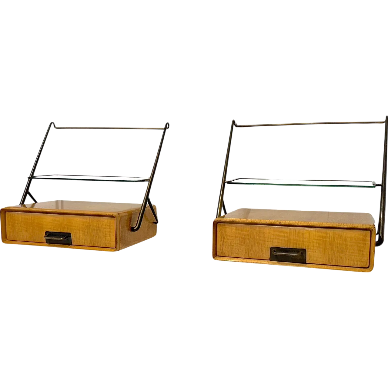 Pair of hanging nightstands by Silvio Cavatorta, 1950s 14