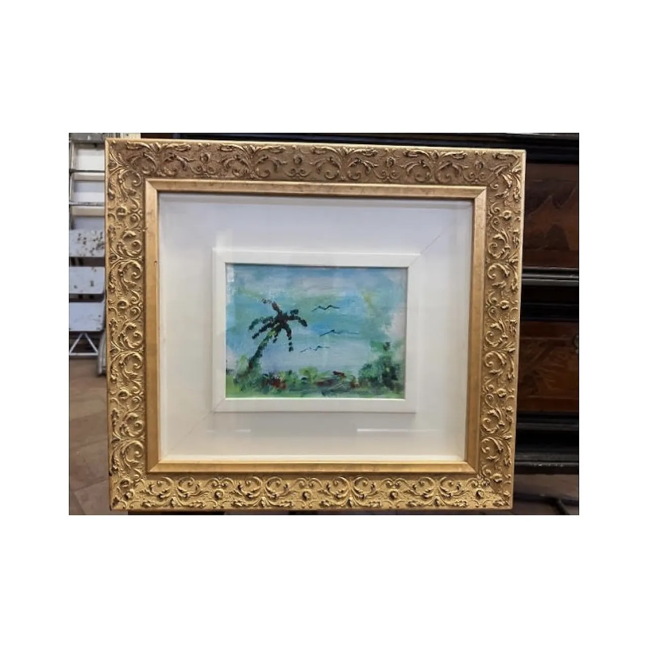 Framed oil on canvas landscape by Ernesto Treccani, 20th century 5