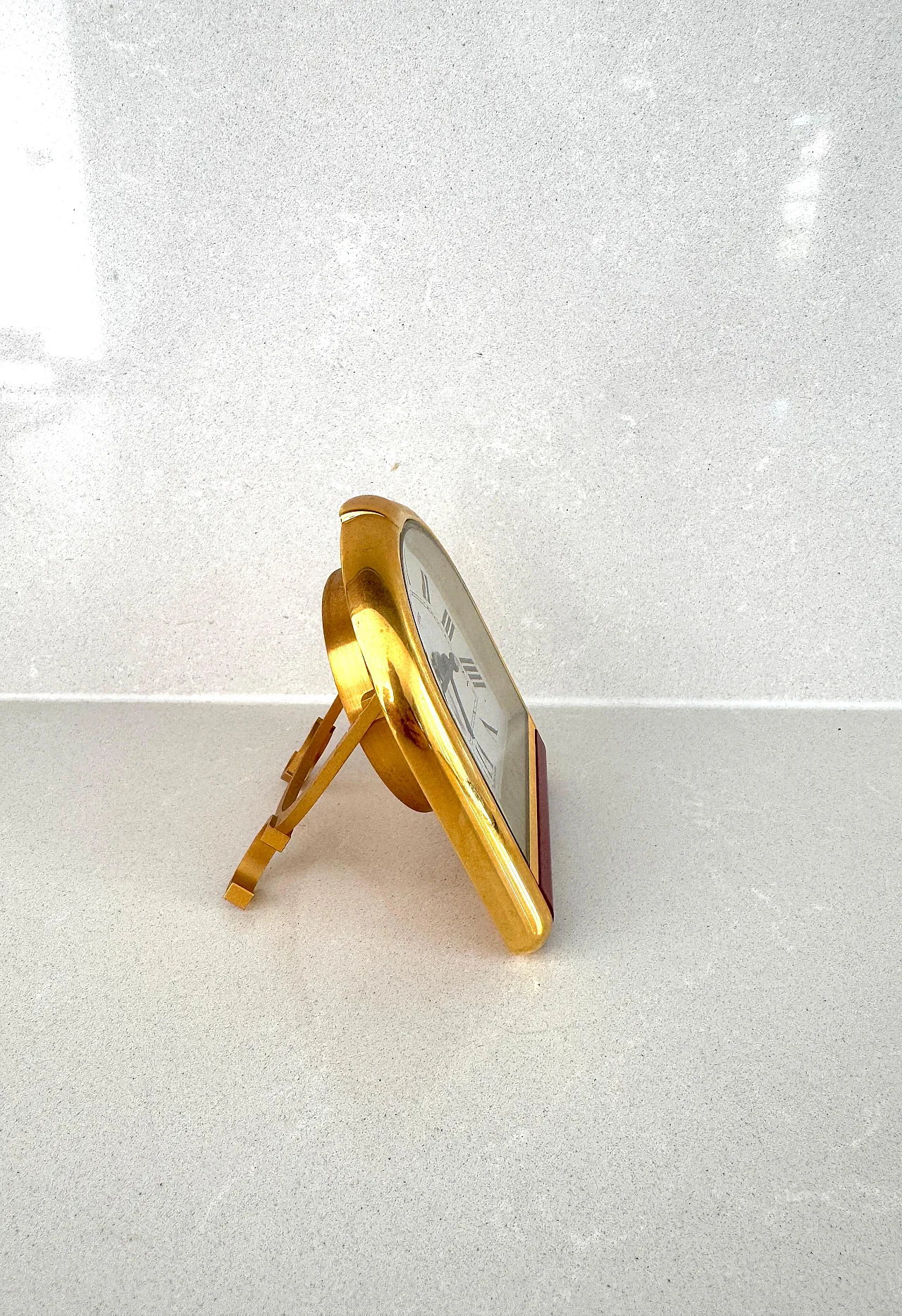 Cartier, gilt brass table alarm clock, quartz, 1990s 3