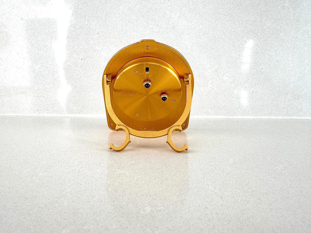 Cartier, gilt brass table alarm clock, quartz, 1990s 4