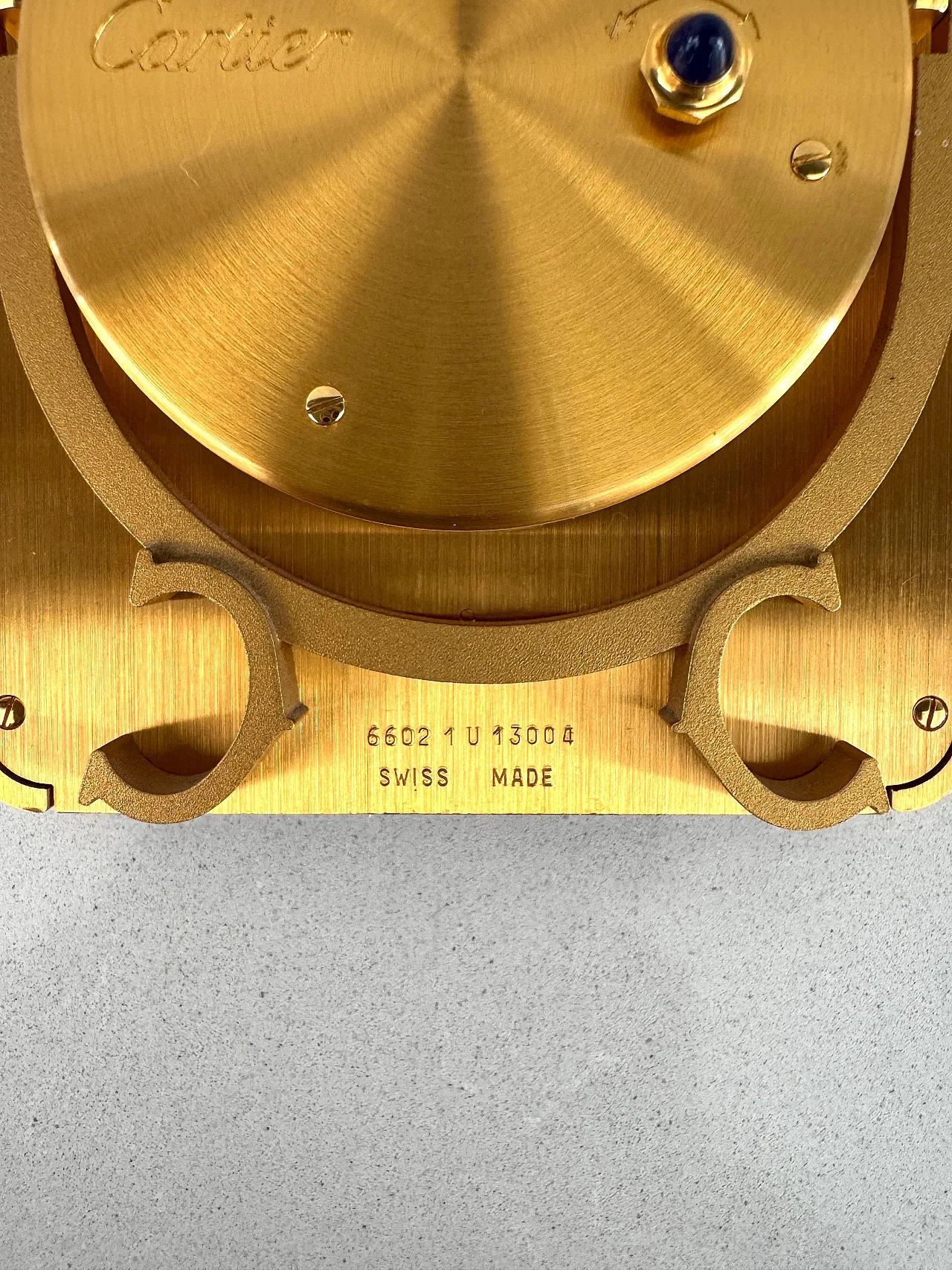 Cartier, gilt brass table alarm clock, quartz, 1990s 6