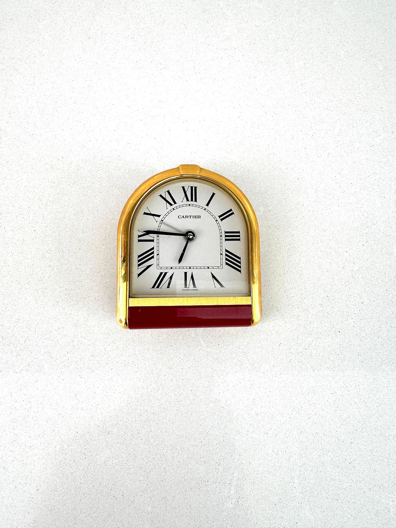 Cartier, gilt brass table alarm clock, quartz, 1990s 8