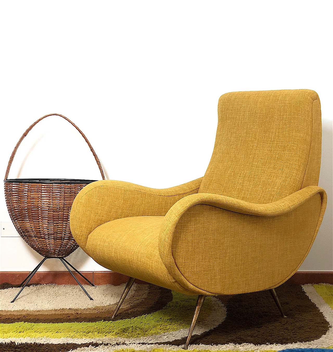 Lady armchair Marco Zanuso style yellow, 50s 1