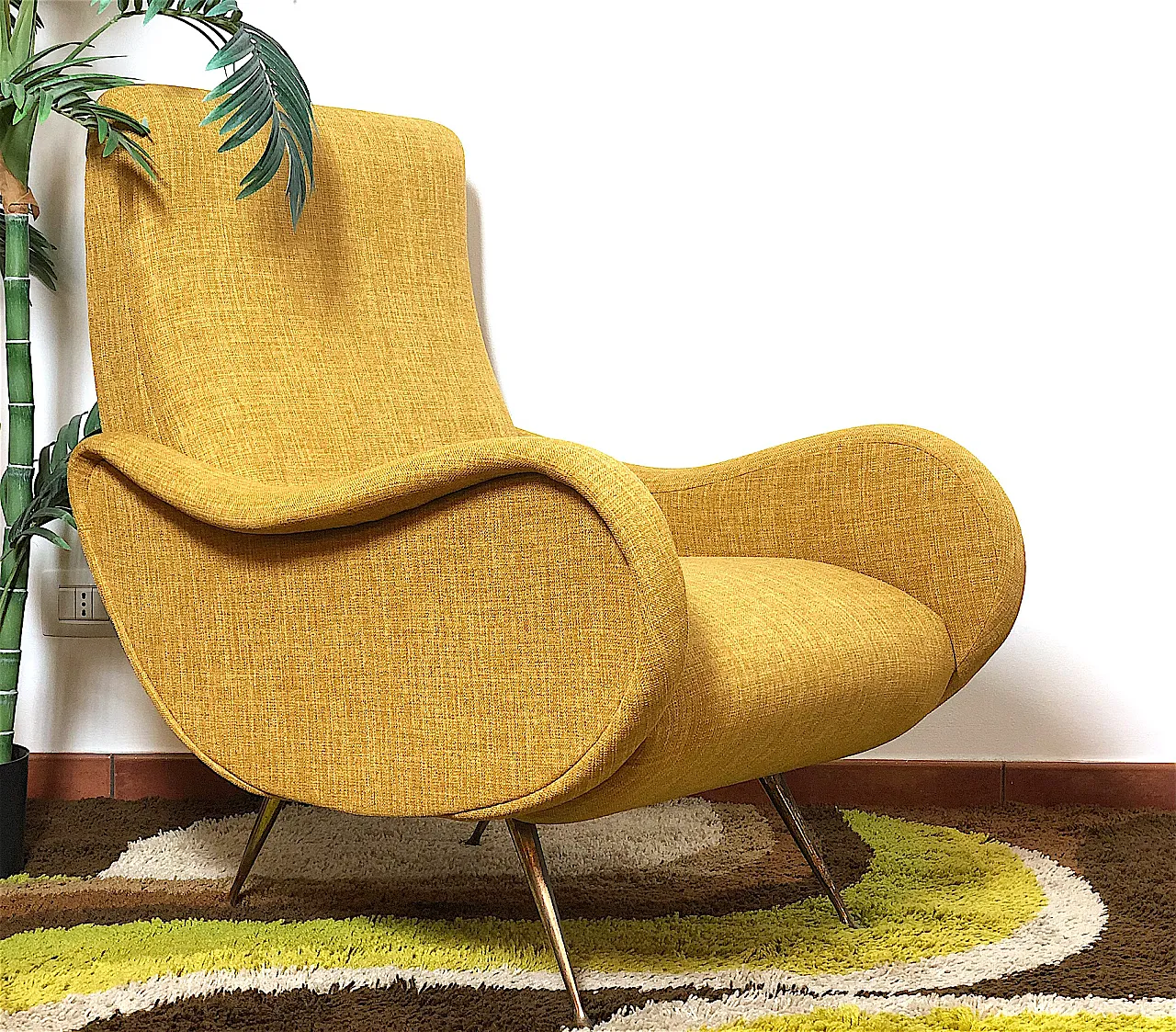 Lady armchair Marco Zanuso style yellow, 50s 2