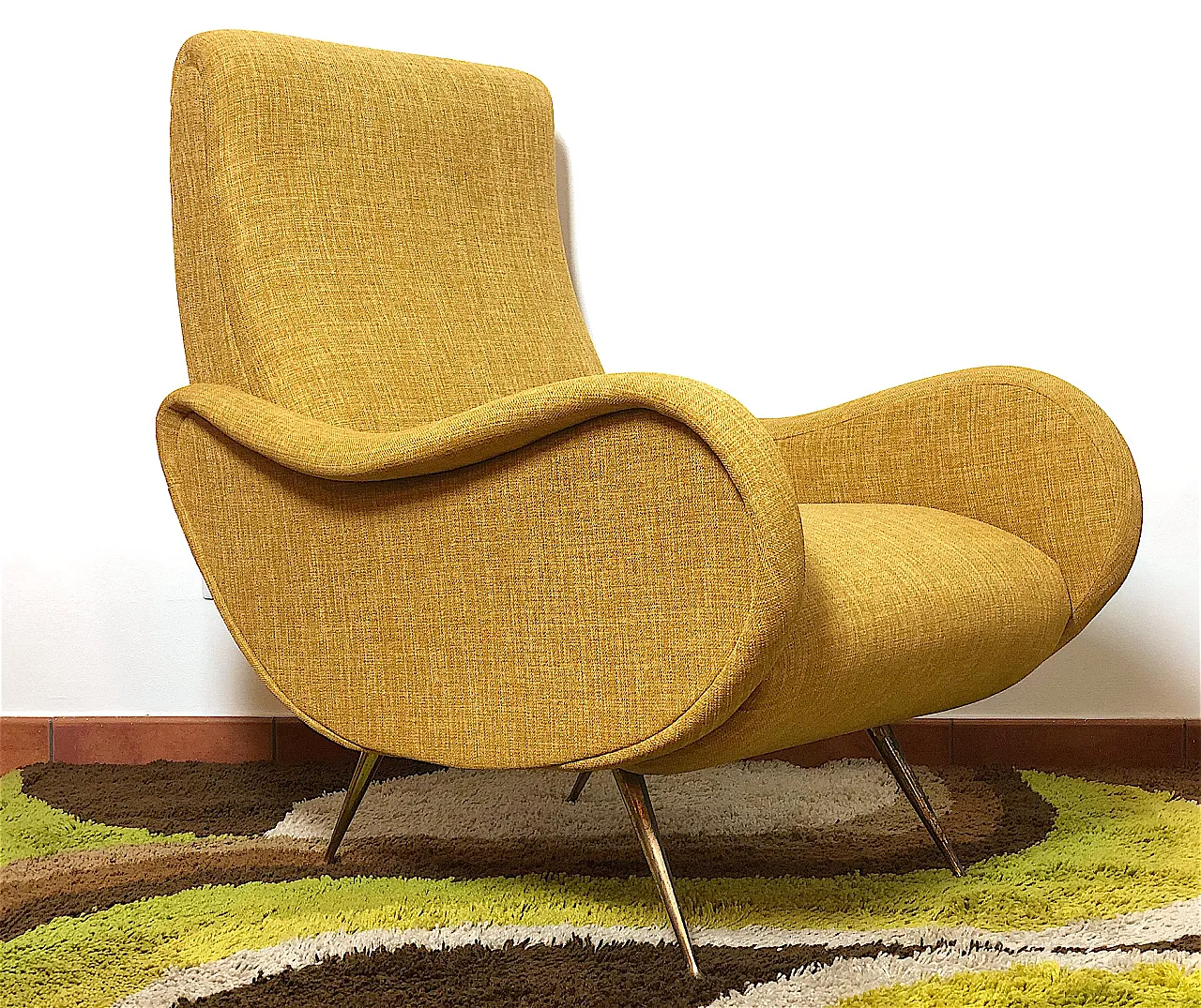 Lady armchair Marco Zanuso style yellow, 50s 3