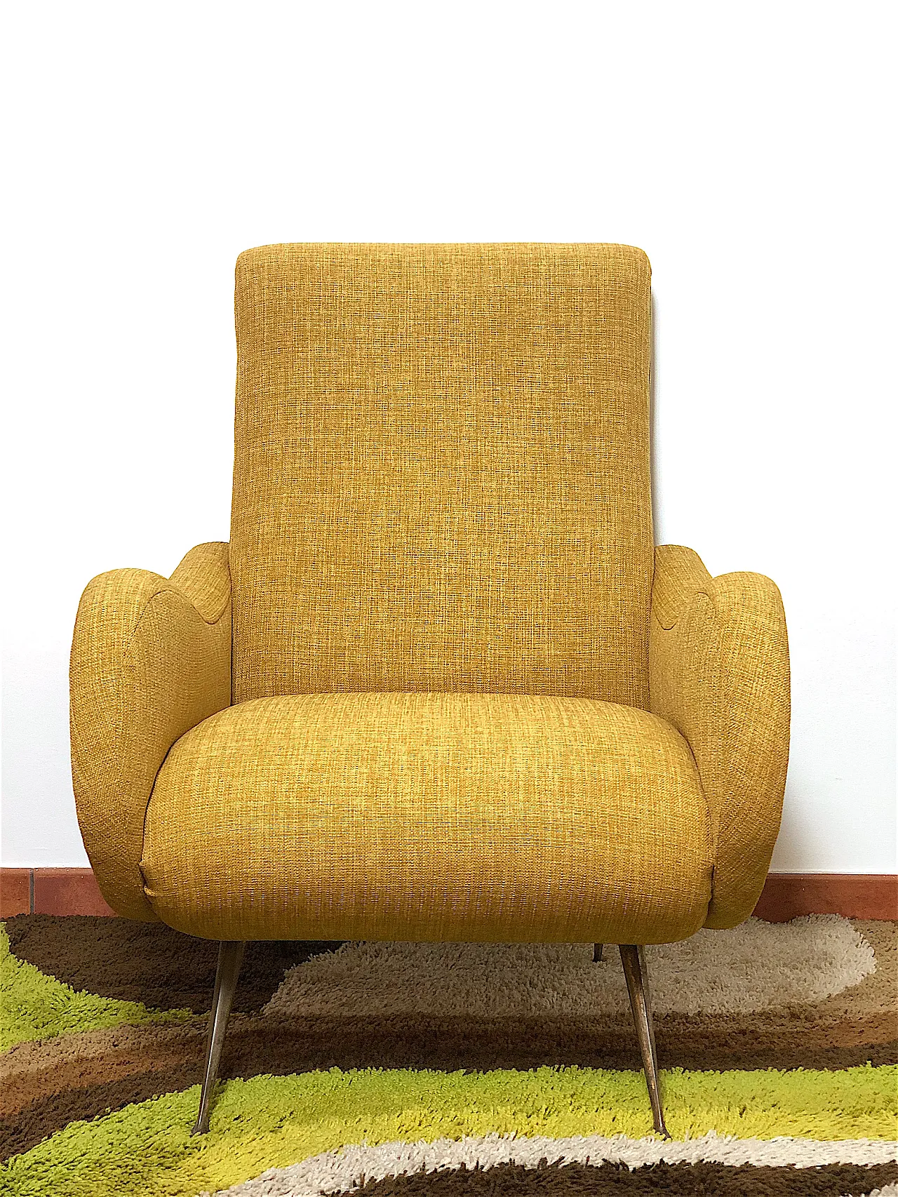 Lady armchair Marco Zanuso style yellow, 50s 4